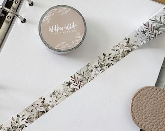 Leaves Washi Tape - 10m Washi Tape 15mm Washi Tape - Neutral Washi Tape - Planner Accessories