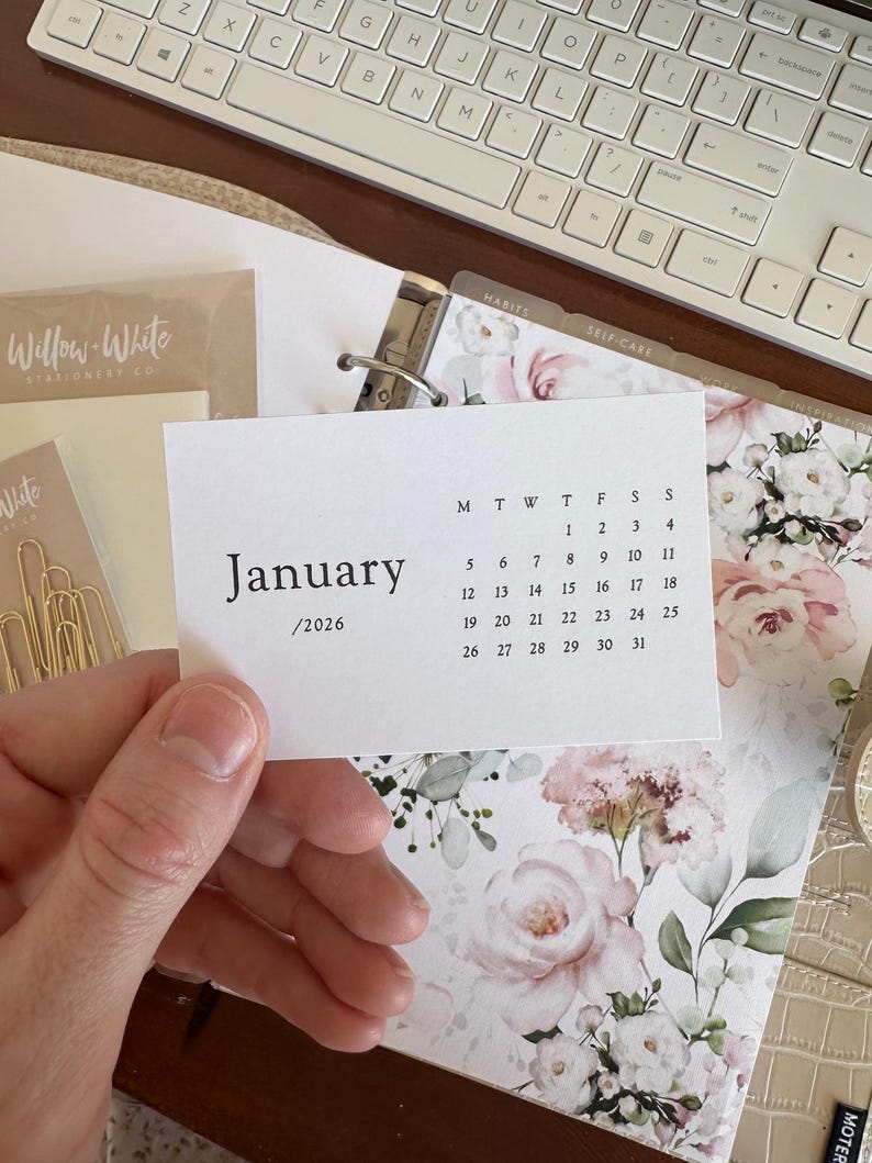 Printable 2026 Horizontal Monthly Calendar Planner Cards - Monday Start - Classic Design image 2