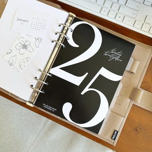 Printable A5 Large 25 Monochrome Dark Planner Dashboard - Printable Planner Dashboard