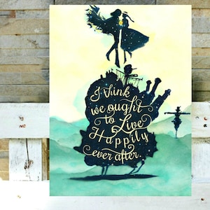 Digital Download 2 Howl&#39;s Moving Castle quotes, Howl&#39;s moving castle wall art, literary wall decor, bookish gift, anime art