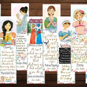 Jane Austen Heroines, Jane Austen Literary bookmarks, Pride and Prejudice Quote, Book Lover Gift for English Major, Gift for reader image 9