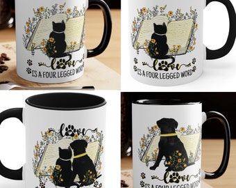 Black Cat or Dog Mug | Book Reader Gift | Halloween Coffee Mug | Personalized Gifts | Book Coffee Mug | Cat Mug, Dog lovers mug