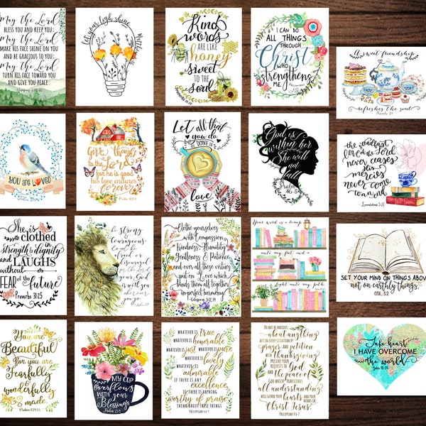 Set of 20 Scripture Cards / Bible Memory Verse Cards / Trusting God Bible Verse Cards / Scripture Card / Christian Gifts for Women