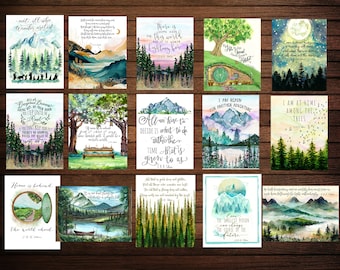 J. R. R. Tolkien collection, Se of 16 Postcards, Lord of the Rings decor, Literary print Gift for Reader, LOTR books, LOTR wall art