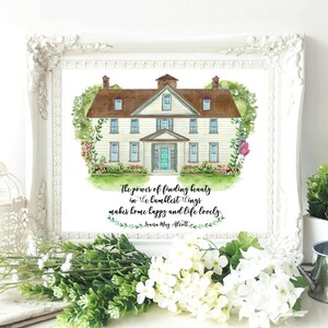 Louisa May Alcott citattryck: Små kvinnor, Orchard House akvarell (digital nedladdning) bild 2