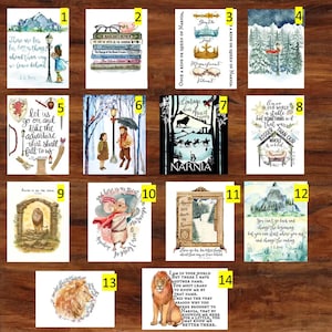 The Chronicles of Narnia 14 miniprintcollectie, aquarel Narnia-boeken, Narnia-kronen, Mr Tumnus, Narnia Book Quotes