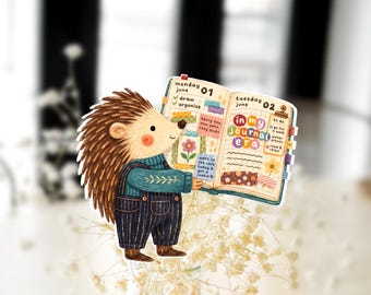 Pegatina "En mi diario", pegatina para diario, pegatina para agenda, pegatina de erizo adorable, decoración para bullet journal, pegatina con estética acogedora