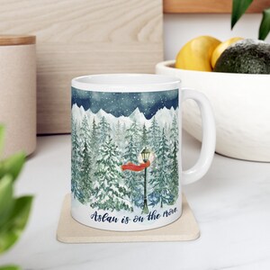 Watercolor Narnia Lamp Post Narnia mug Narnia Painting mug C.S. Lewis Watercolor lamp post mug Aslan is on the move image 7