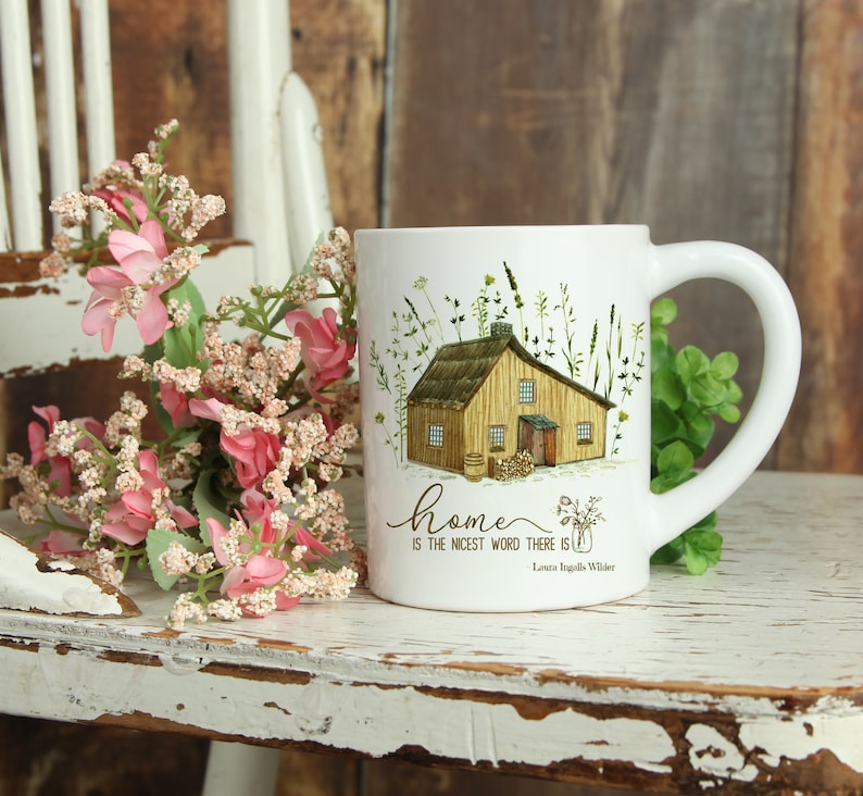 Home is the nicest word there is, Little House Mug gift, Little House on the Prairie Gift, gift for reader image 1