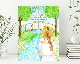 Watercolor  Anne of green Gables quote - Watercolor Anne of Green Gables Print, Anne of Green Gables portrait