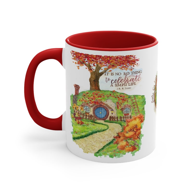 Watercolor Hobbit house mug, Lord of the Rings quotes Mug, Fall Hobbit House, Autumn Hobbit hole, LOTR quotes, Tolkien quotes image 7