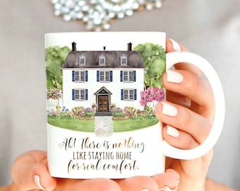 Jane Austen Literary Mug, There&#39;s nothing like staying home for real comfort, Literary, Book Lover, Books, Gift for Reader Jane Austen Gift