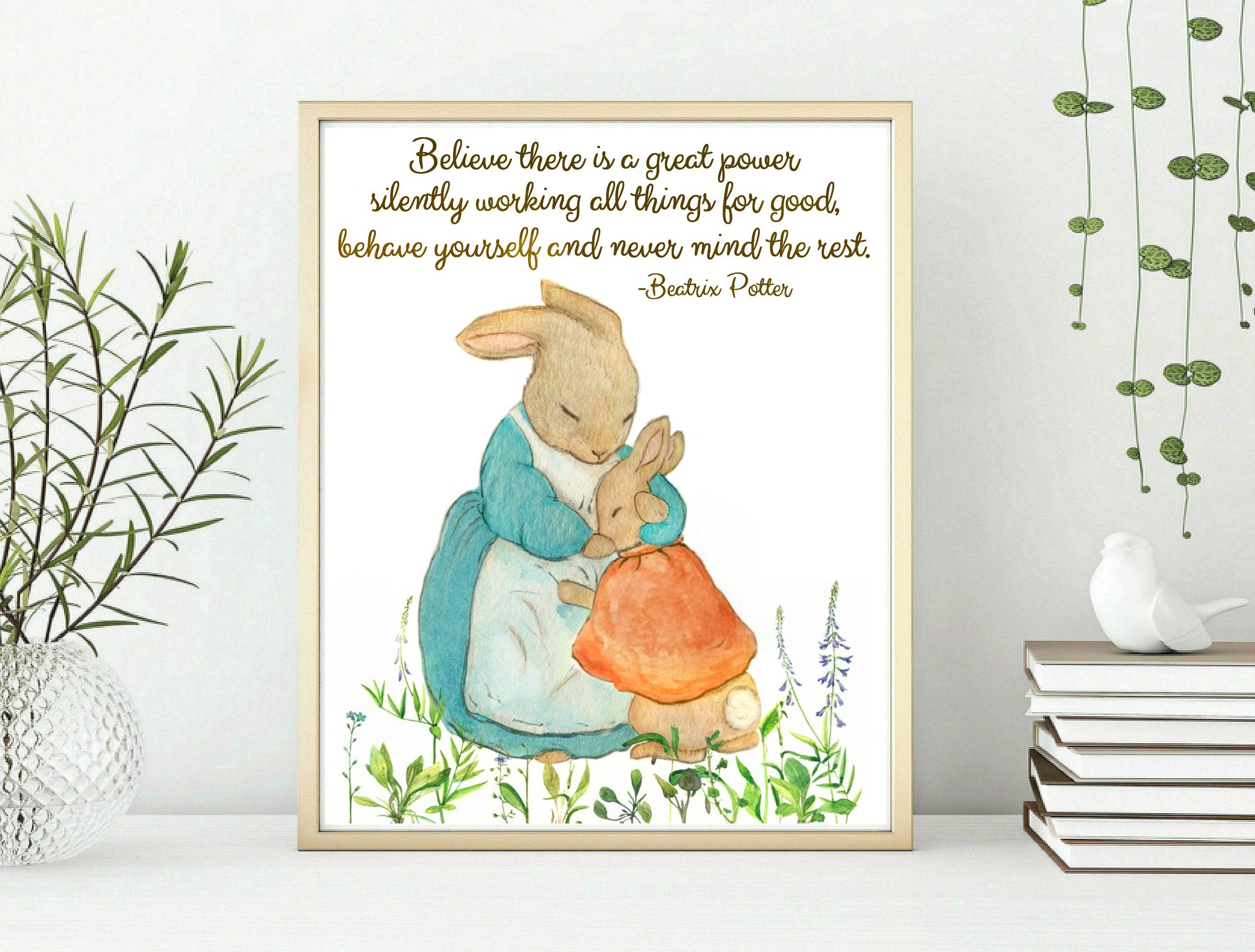 Peter Rabbit Watercolor Print, Inspirational Quote, Nursery Wall Art ...