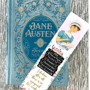 Jane Austen Heroines, Jane Austen Literary bookmarks, Pride and Prejudice Quote, Book Lover Gift for English Major, Gift for reader image 8