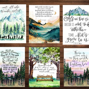 J. R. R. Tolkien collection, Se of 16 Postcards, Lord of the Rings decor, Literary print Gift for Reader, LOTR books, LOTR wall art image 4