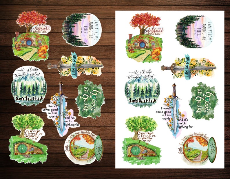 J. R. R. Tolkien sticker sheet, Set of 8 Lord of the Rings quotes stickers, LOTR stickers image 3