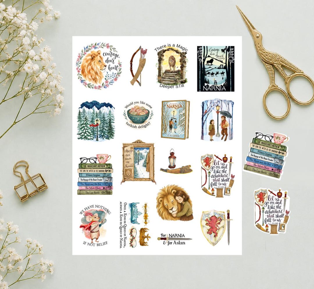 Narnia Journaling Stickers – Aslan Inspired Fantasy Book Planner Decals ...