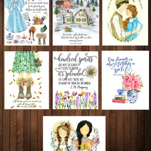 Set of 14 postcards, Kindred Spirits Art, Anne and Gilbert Watercolor Anne of Green Gables Print, Anne of Green Gables Postcards image 9