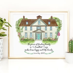 Digital Download The power of finding beauty in the humblest,  Louisa May Alcott quotes Little Women quotes gift, watercolor Orchard House
