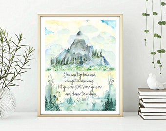 Digital Download You can't go back and change the beginning,  Narnia book quotes, Narnia wall art decor, Narnia gifts