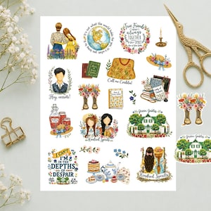 Anne of Green Gables Journal Stickers – Kindred Spirits, Book Lover Planner Art