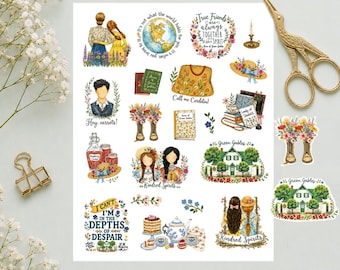 Anne of Green Gables Journal Stickers – Kindred Spirits, Book Lover Planner Art