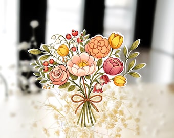 Wildflower Bouquet Sticker, Floral Vinyl Sticker, Cottagecore Flower Sticker, Cute Aesthetic Sticker, Journal Sticker, Laptop Sticker Gift
