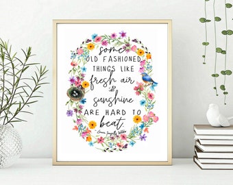 Laura Ingalls Quotes - Laura Ingalls Wilder- Watercolor Literary Girls Little House on the Prairie - Little House Books Literature