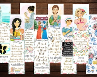 Jane Austen-bladwijzers: literaire heldinnen, citaat Pride and Prejudice