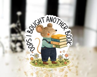 うっかりもう一冊本を買ってしまったステッカー、本好きステッカー、かわいい読書ステッカー、愛書家へのギフト、本好きのためのビニールステッカー