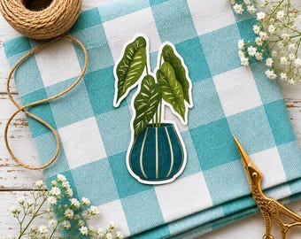 Vinyl begonia sticker, vinyl sticker voor kamerplanten | Gezellige botanische plantensticker | Cadeau voor kamerplantenliefhebbers | Cottagecore plantensticker