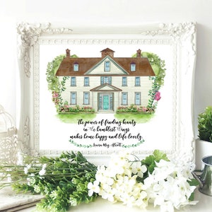 Louisa May Alcott citattryck: Små kvinnor, Orchard House akvarell (digital nedladdning) bild 6