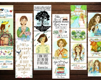 Bookish bookmarks, Literary Bookmarks, Book lover, Gift for Bookworm, English Major Gift, Get lit bookmarks, Heroines of Lit bookmarks