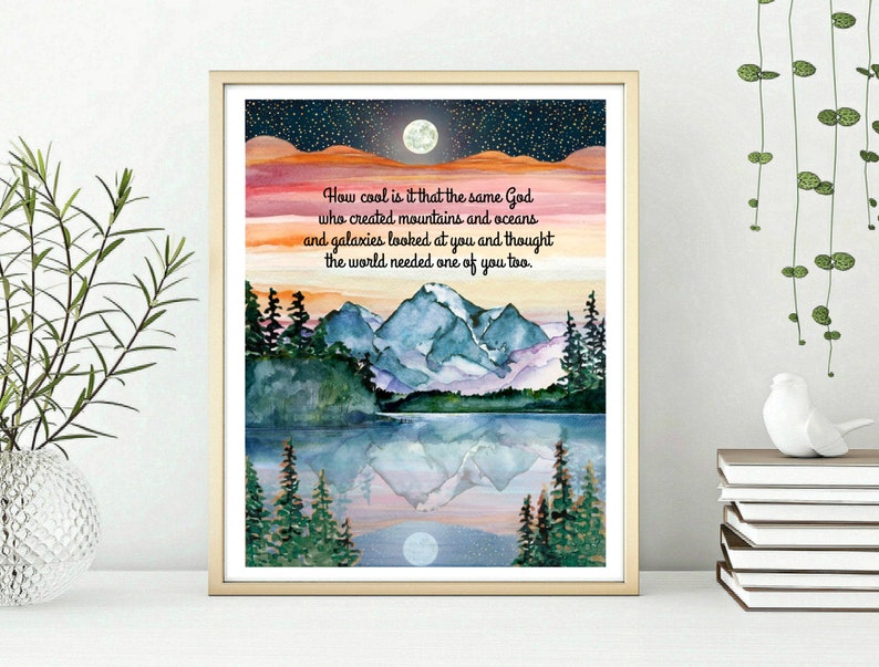 How cool is it that the same God who created mountains wall art, Inspirational wall art, God's love for you, faith base art, Christian art image 3