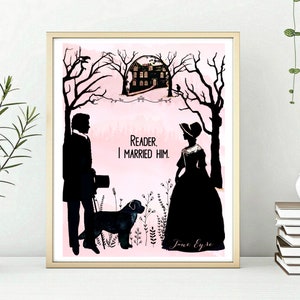 Digital Download 3 Mr. Rochester and Jane Eyre, Jane Eyre illustration, Charlotte Bronte quotes, Jane Eyre gift, Gift for English major