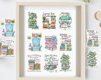 Book Lover Sticker Set: Matte Vinyl Stickers for Laptops, Journals