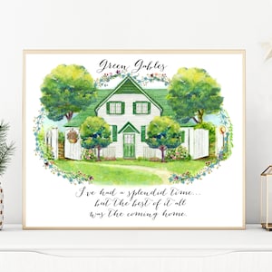 Digital Download Watercolor Green Gables, Anne of green Gables print, Nursery Wall art