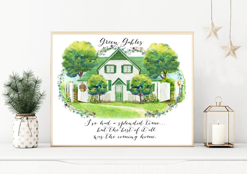 Watercolor Green Gables, Anne of green Gables print, Nursery Wall art