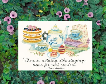 Jane Austen Quote Print: Cozy Home Watercolor Art, Literary Gift