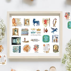 Narnia sticker sheets, Set of 20 Narnia stickers, Narnia Wardrobe sticker, book stickers, book lovers gift, Aslan stickers