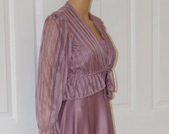 SZ. S, Lavender Maxi Dress with Matching Jacket, Vintage 1970's, 34" bust