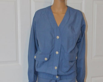 Sz. L, Blue Nylon Track Suit, Vintage 1980's, 34" waist