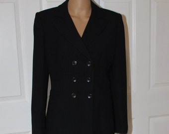 Sz M petite, Vintage Kasper Pantsuit, 1990's, Double Breasted, 29" waist