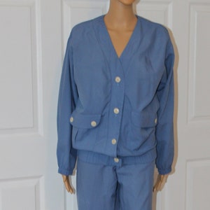Sz. L, Blue Nylon Track Suit, Vintage 1980's, 34" waist
