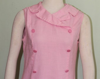 Sz. L, Pink linen sheath dress, vintage 1960's, 39" bust