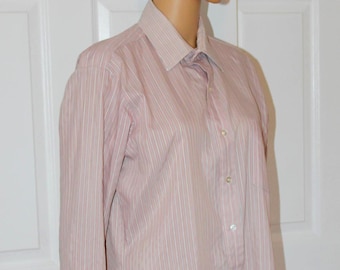 Camicia elegante Arrow, taglia 15.5 32/33, rosa antico e grigio, vintage anni '70