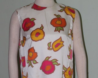 Sz L Funky Floral Dress, Vintage 1960's, 40" bust