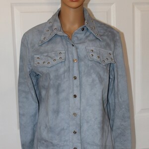 Size S, Studded Brushed Denim Jacket, Vintage 1960's, 35" chest