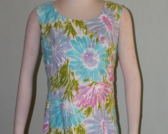 Sz.SM/ M, Alex Coleman Vintage 1960's Dress with Psychedelic Daisy's, 36" bust