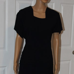 Size L, 1940's Vintage Wool Crepe Dress with Peplum and Swag, 33 waist image 1